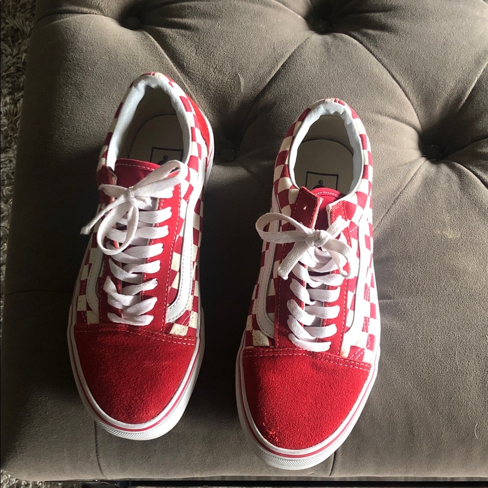 Red and White Checkered Sneakers Vans